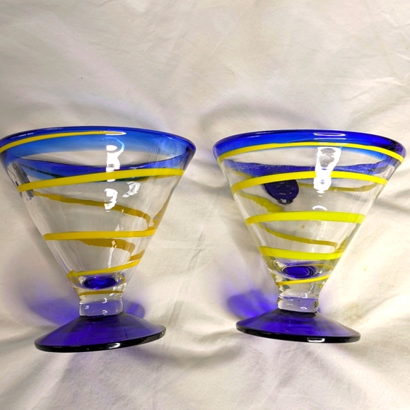 Margherita glasses - pair of blue and yellow glasses - Picture 1 of 6